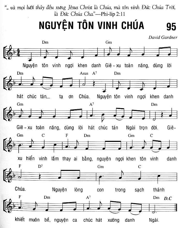 Sheet music: NGUYỆN TÔN VINH CHÚA