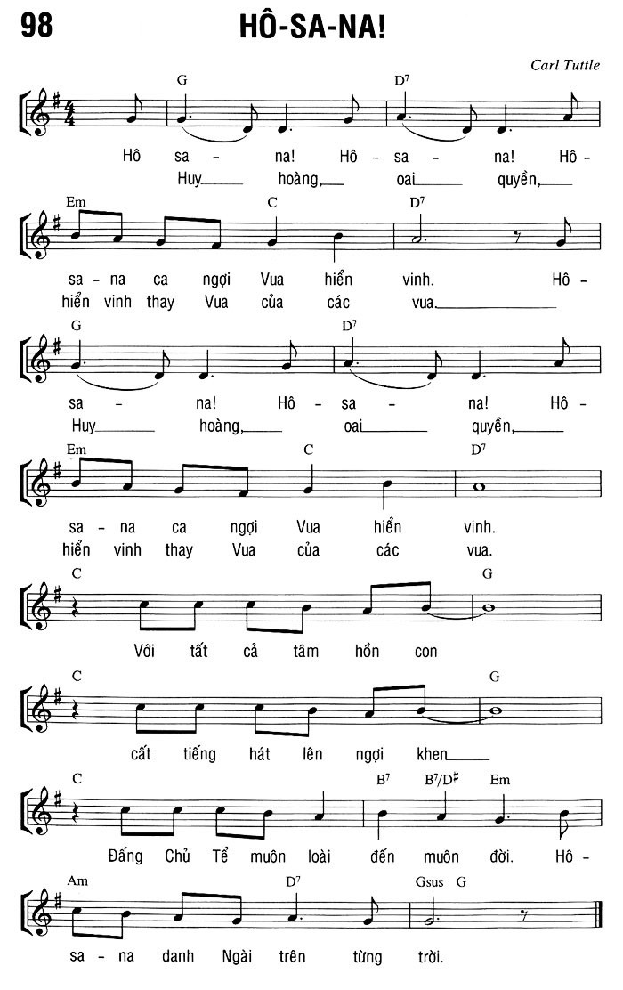 Sheet music: HÔ-SA-NA