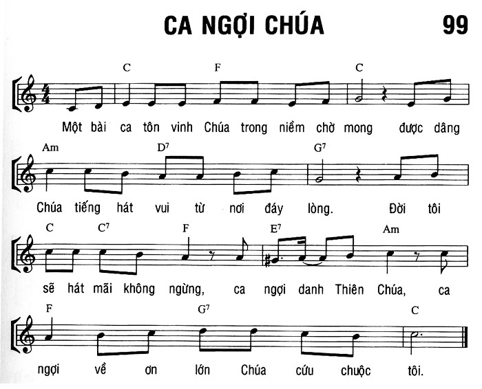 Sheet music: CA NGỢI CHÚA