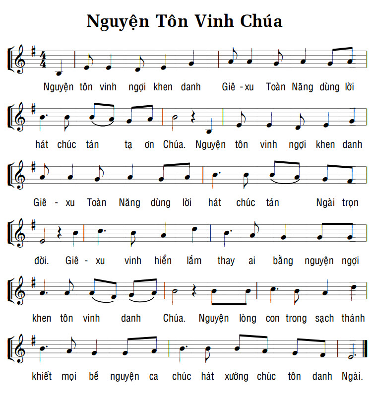 Sheet music: NGUYỆN TÔN VINH CHÚA
