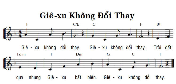 Sheet music: GIÊ-XU KHÔNG ĐỔI THAY