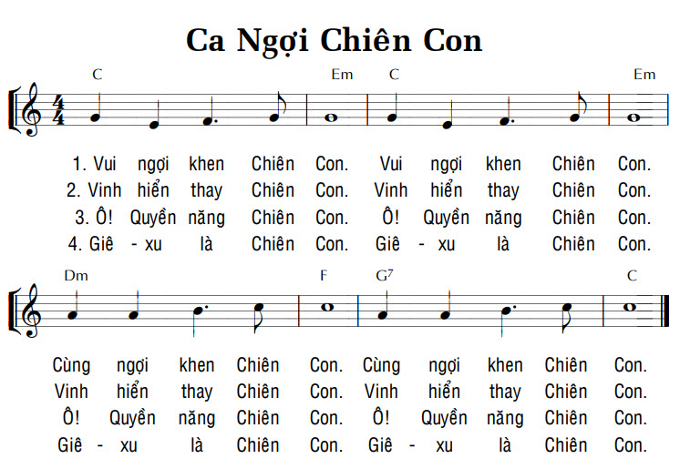 Sheet music: CA NGỢI CHIÊN CON