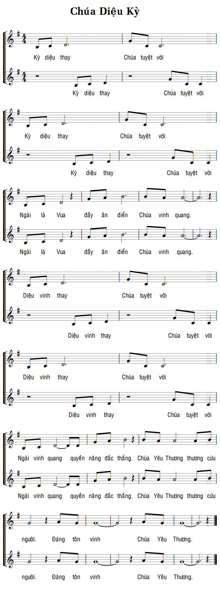 Sheet music: CHÚA DIỆU KỲ