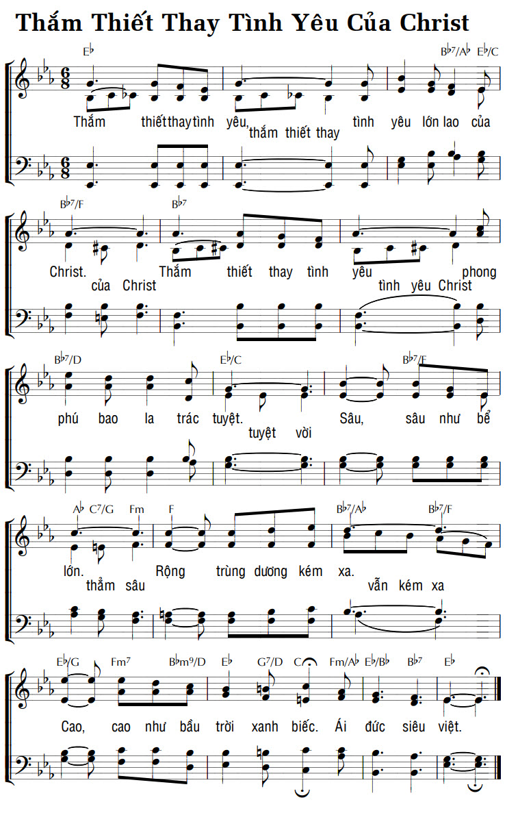 Sheet music: THẮM THIẾT THAY TÌNH YÊU CỦA CHRIST