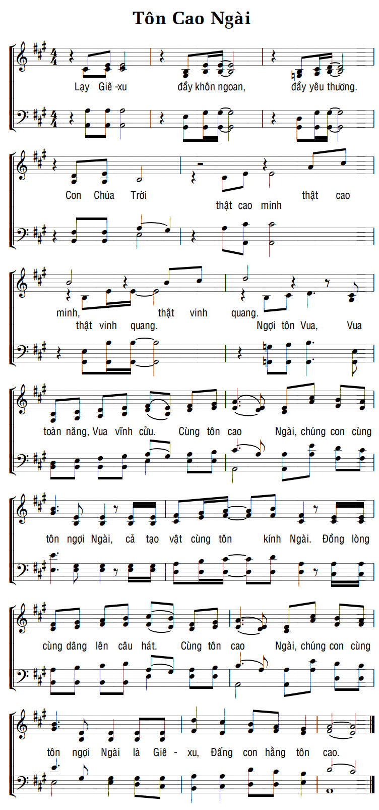 Sheet music: TÔN CAO NGÀI