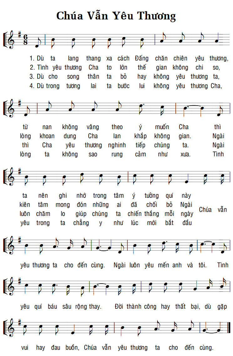 Sheet music: CHÚA VẪN YÊU THƯƠNG