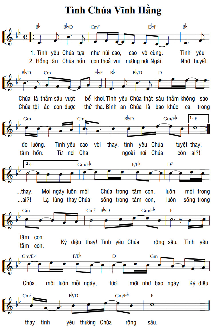 Sheet music: TÌNH CHÚA VĨNH HẰNG