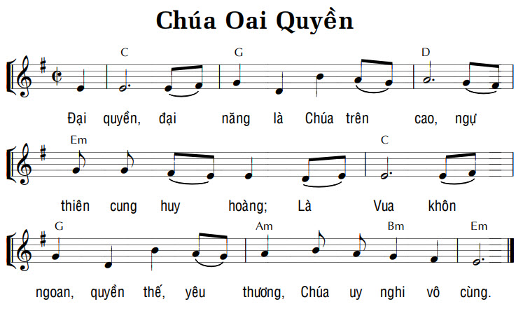 Sheet music: CHÚA OAI QUYỀN