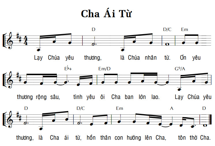 Sheet music: CHA ÁI TỪ