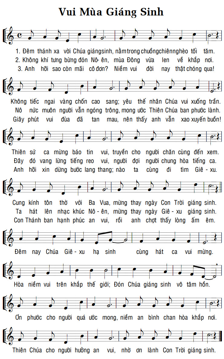 Sheet music: VUI MÙA GIÁNG SINH