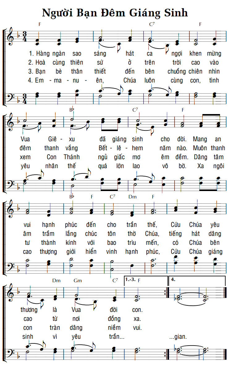 Sheet music: NGƯỜI BẠN ĐÊM GIÁNG SINH