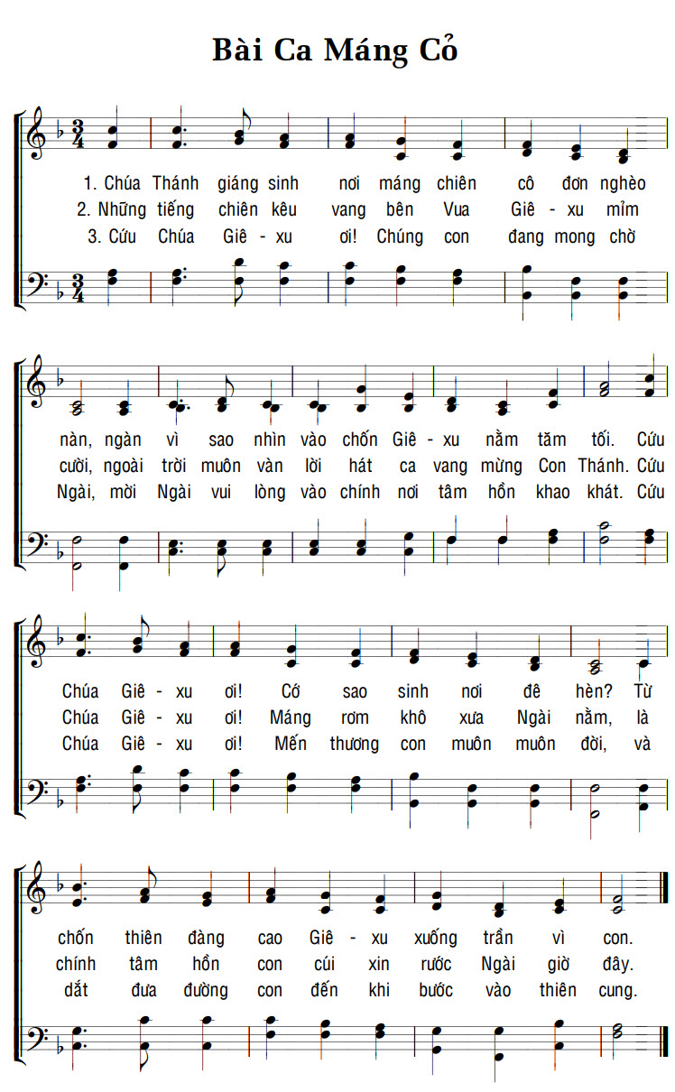 Sheet music: BÀI CA MÁNG CỎ