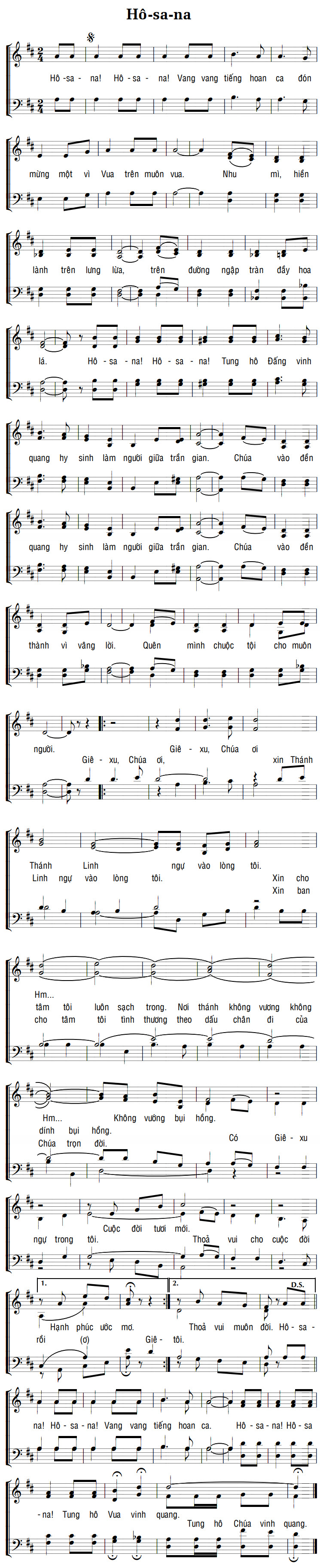 Sheet music: HÔ-SA-NA