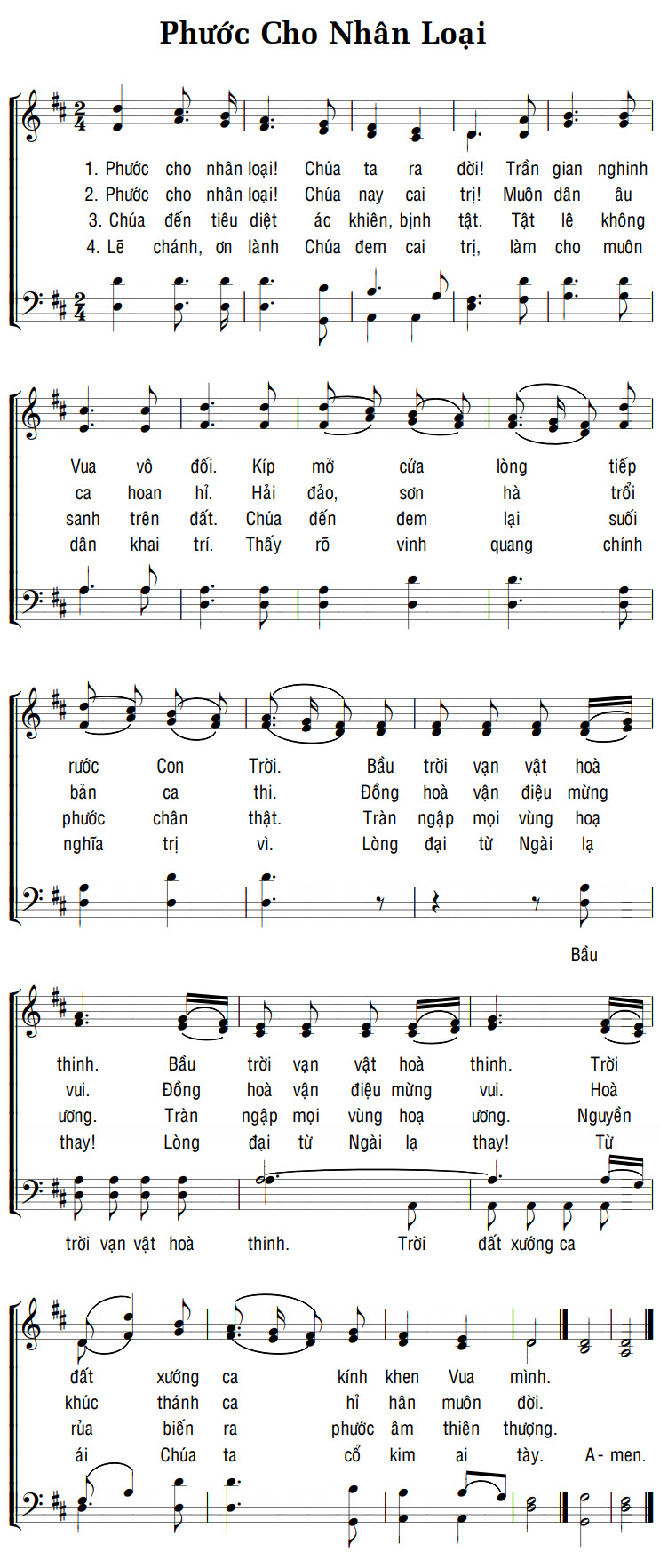 Sheet music: PHƯỚC CHO NHÂN LOẠI