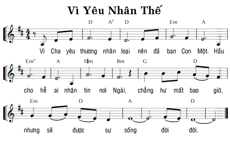 Sheet music: VÌ YÊU NHÂN THẾ
