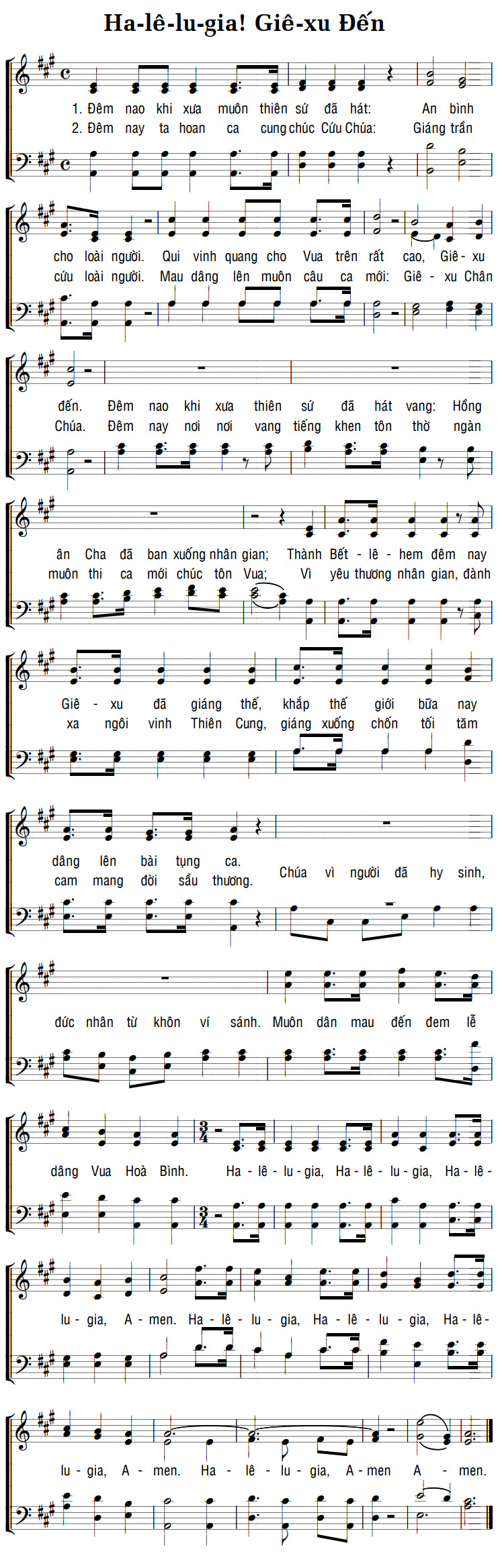 Sheet music: HA-LÊ-LU-GIA! GIÊ-XU ĐẾN
