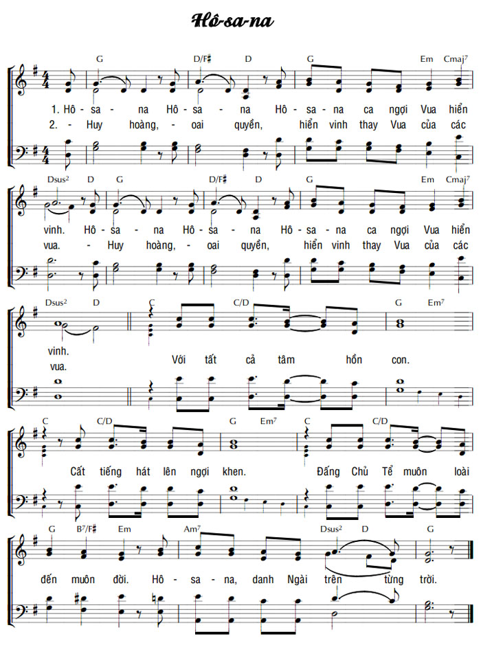 Sheet music: HÔ-SA-NA