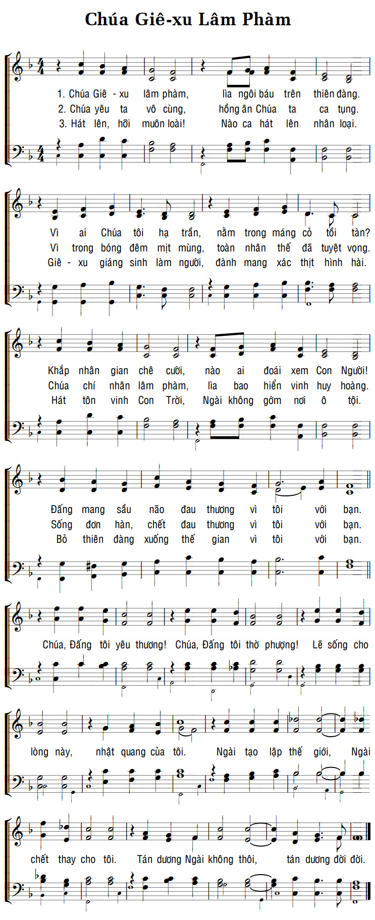 Sheet music: CHÚA GIÊ-XU LÂM PHÀM