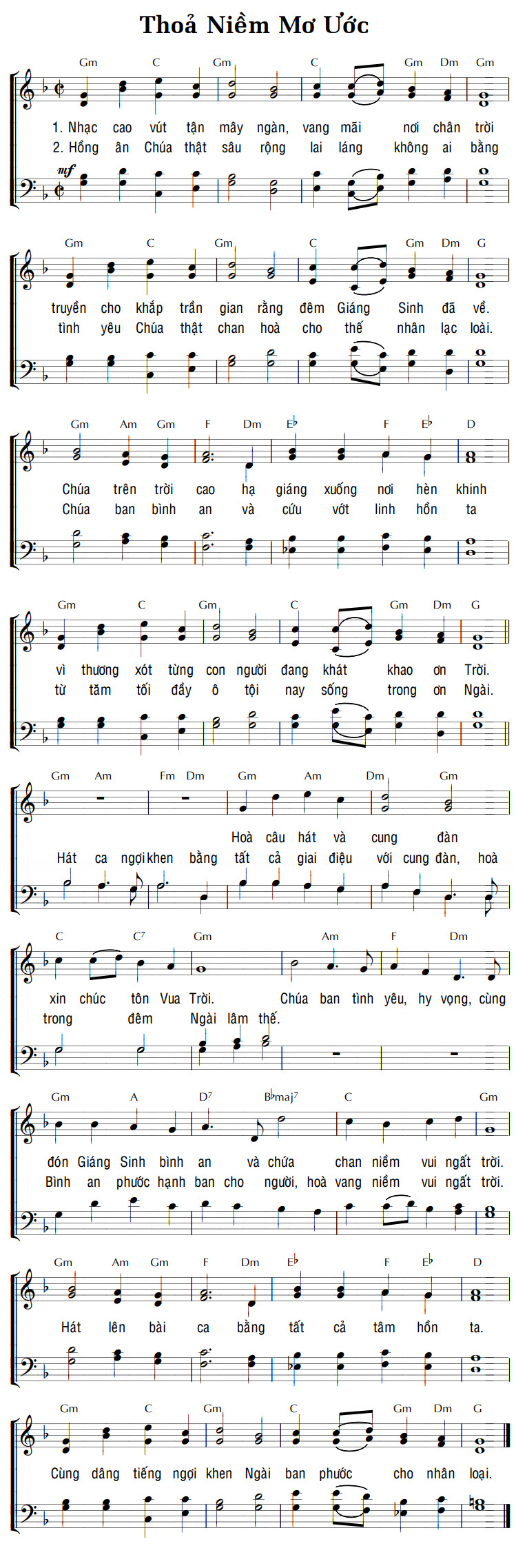 Sheet music: THOẢ NIỀM MƠ ƯỚC