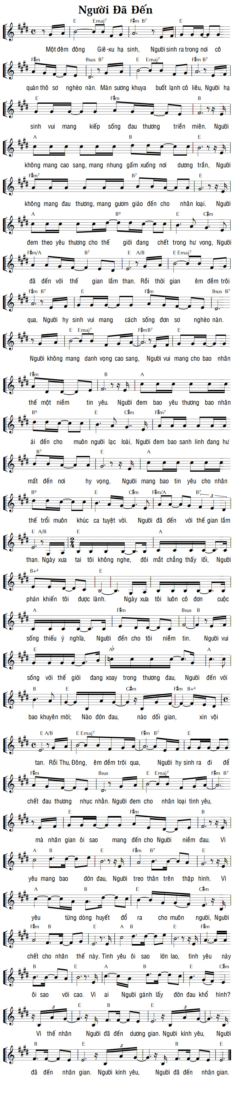 Sheet music: NGƯỜI ĐÃ ĐẾN