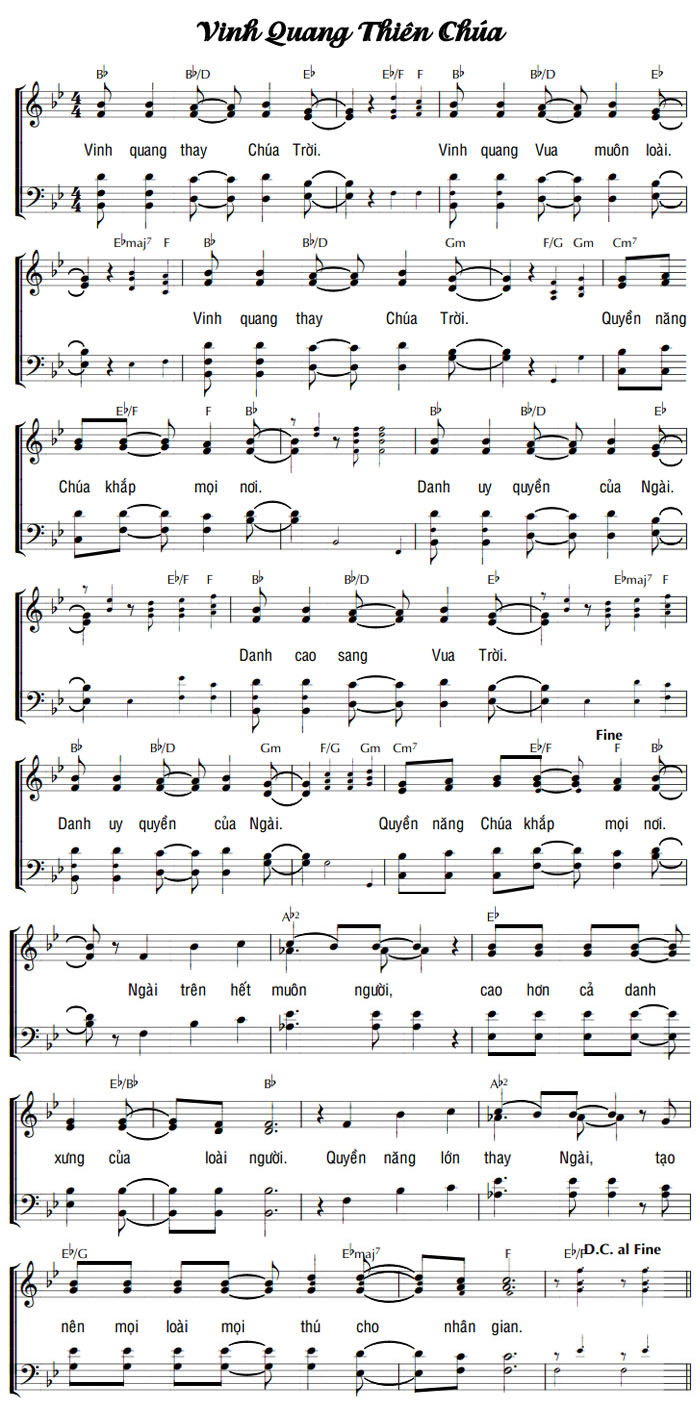 Sheet music: VINH QUANG THIÊN CHÚA