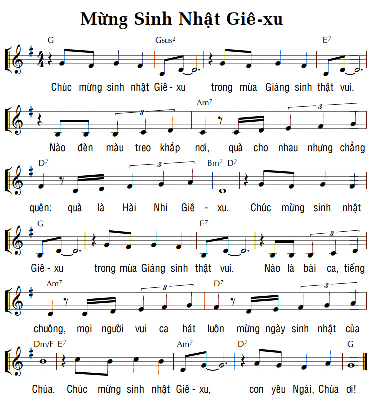 Sheet music: MỪNG SINH NHẬT GIÊ-XU