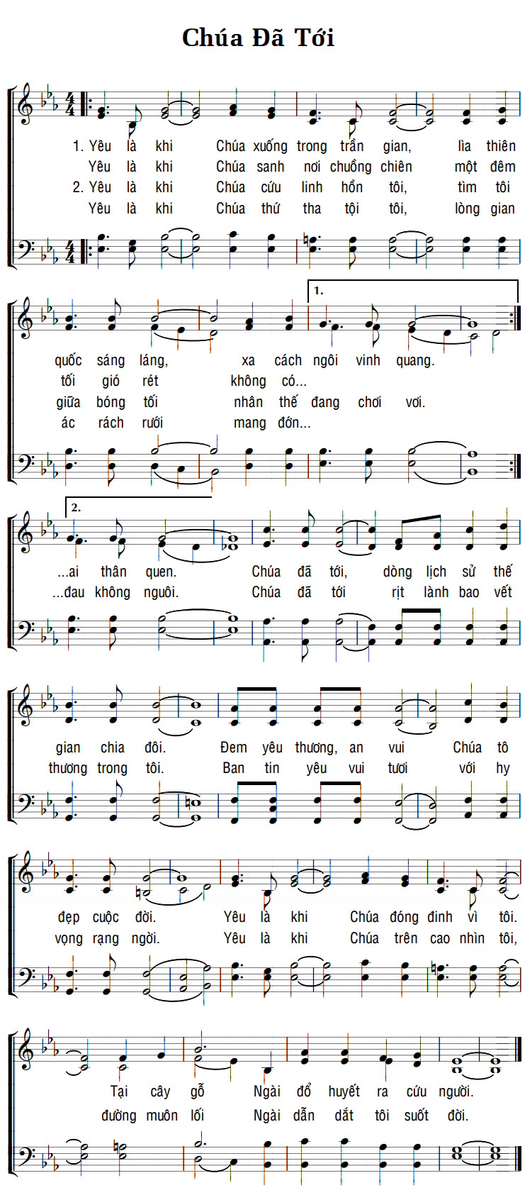 Sheet music: CHÚA ĐÃ TỚI