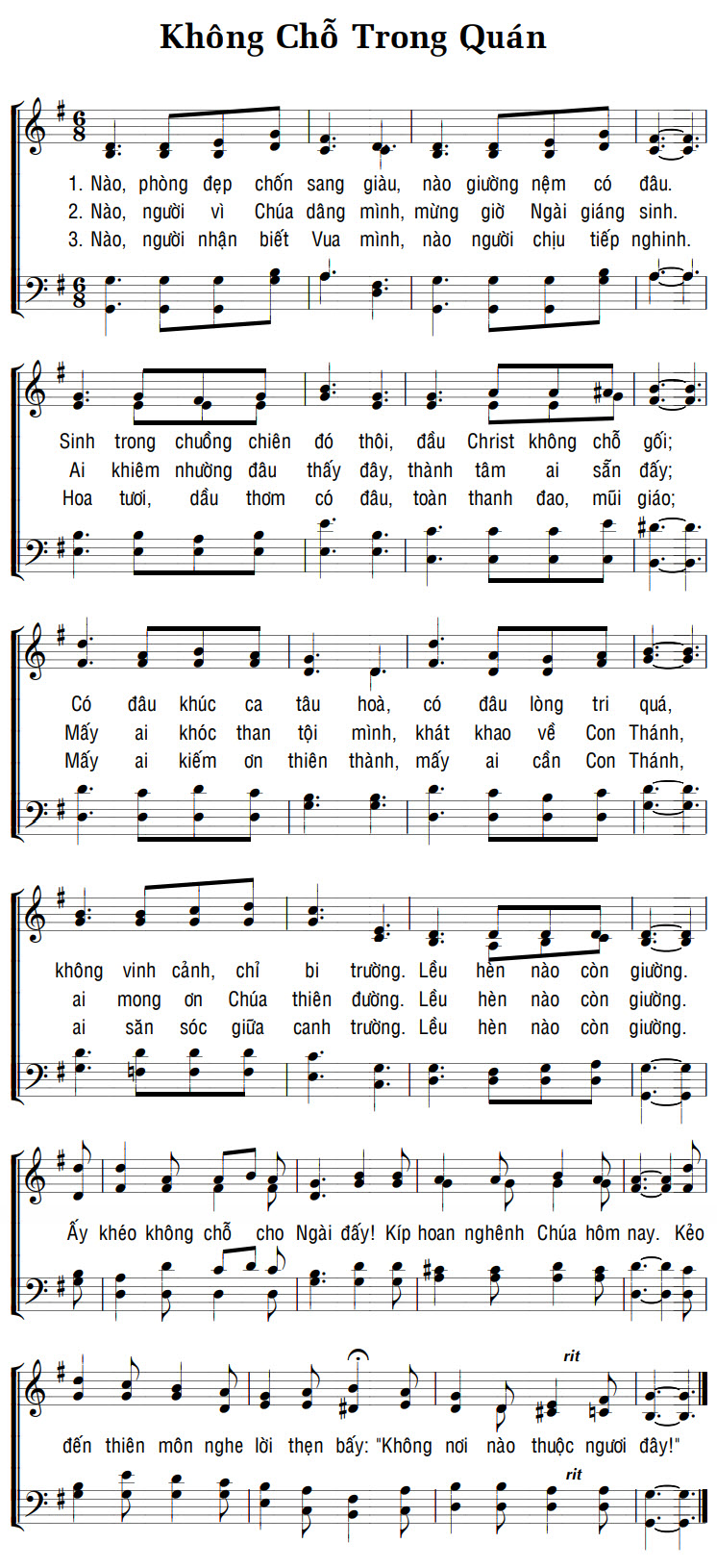Sheet music: KHÔNG CHỖ TRONG QUÁN