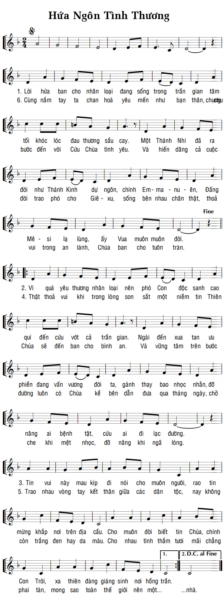 Sheet music: HỨA NGÔN TÌNH THƯƠNG