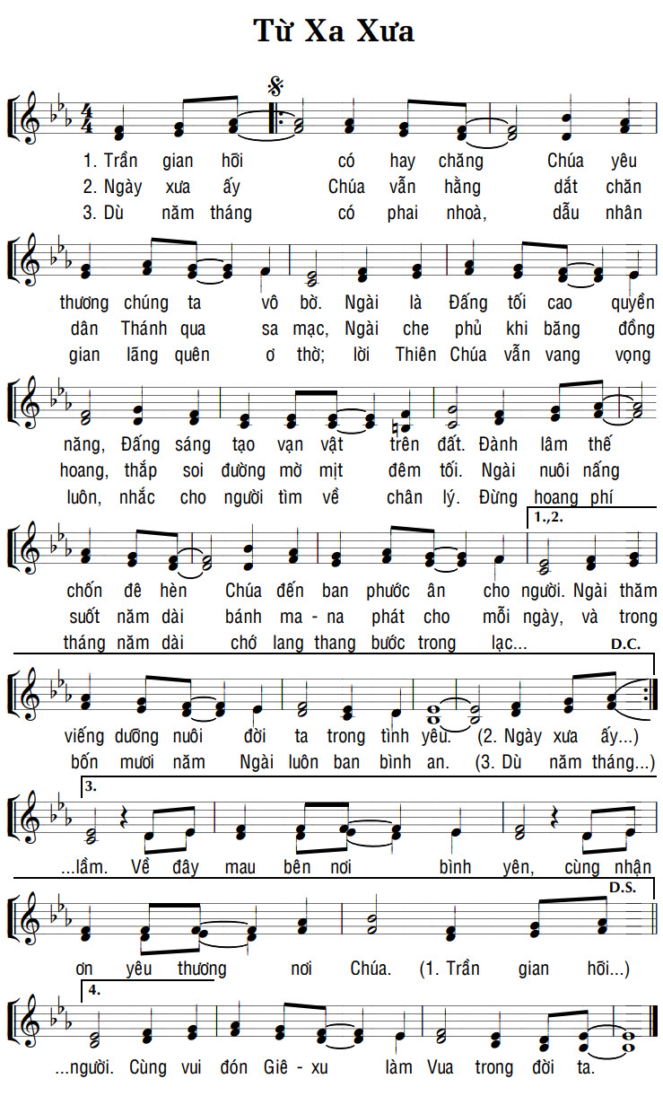 Sheet music: TỪ XA XƯA