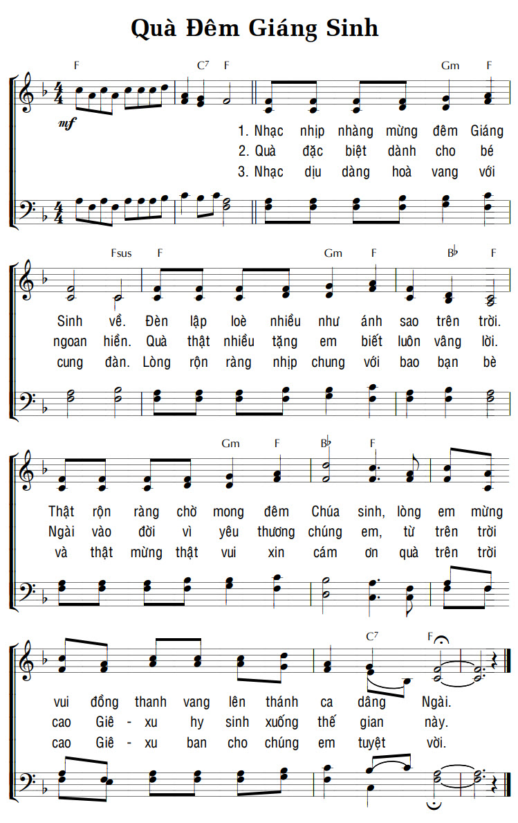 Sheet music: QUÀ ĐÊM GIÁNG SINH