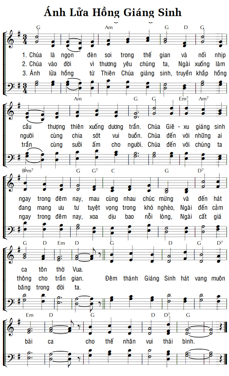 Sheet music: ÁNH LỬA HỒNG GIÁNG SINH