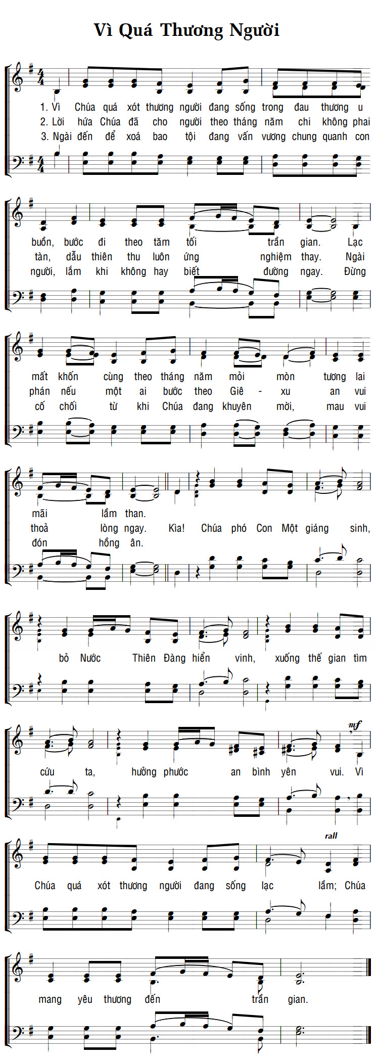 Sheet music: VÌ QUÁ THƯƠNG NGƯỜI
