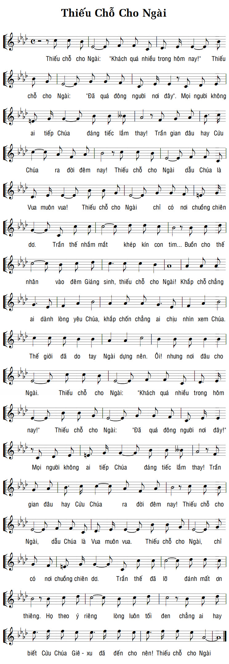 Sheet music: THIẾU CHỖ CHO NGÀI