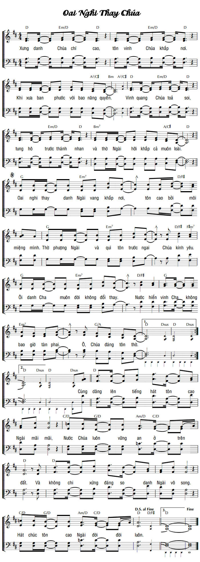 Sheet music: OAI NGHI THAY CHÚA