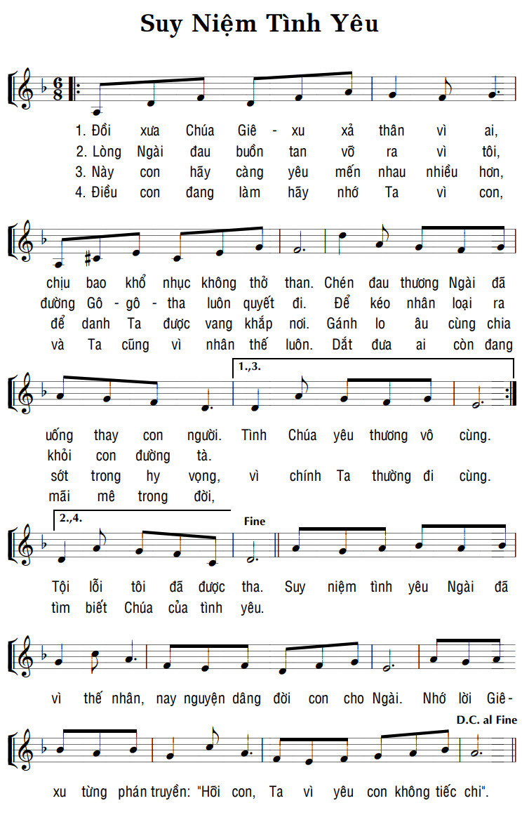 Sheet music: SUY NIỆM TÌNH YÊU