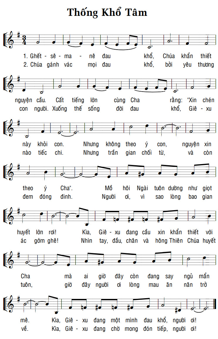Sheet music: THỐNG KHỔ TÂM