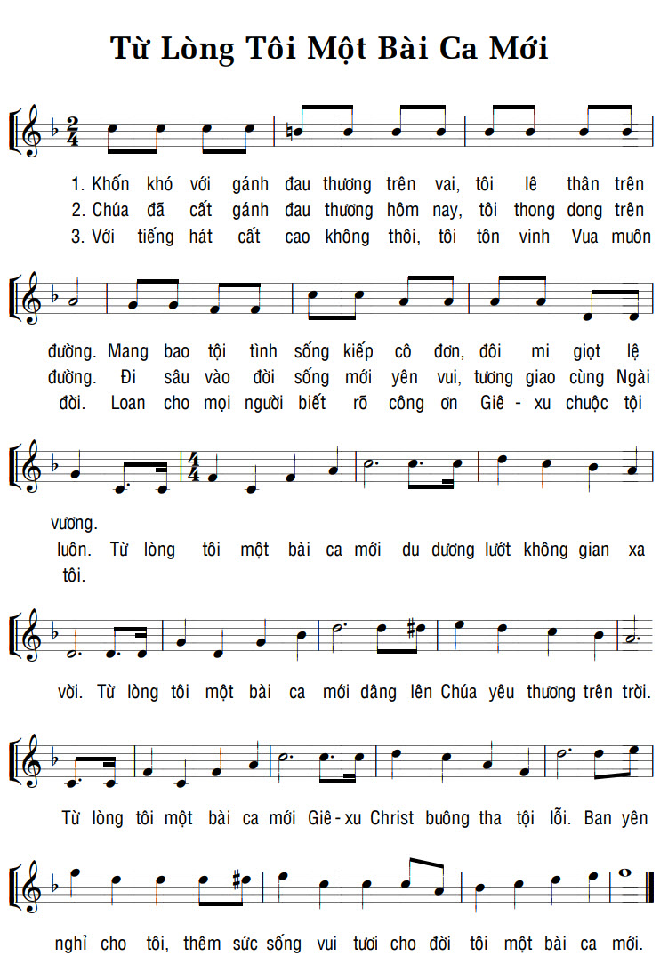 Sheet music: TỪ LÒNG TÔI MỘT BÀI CA MỚI