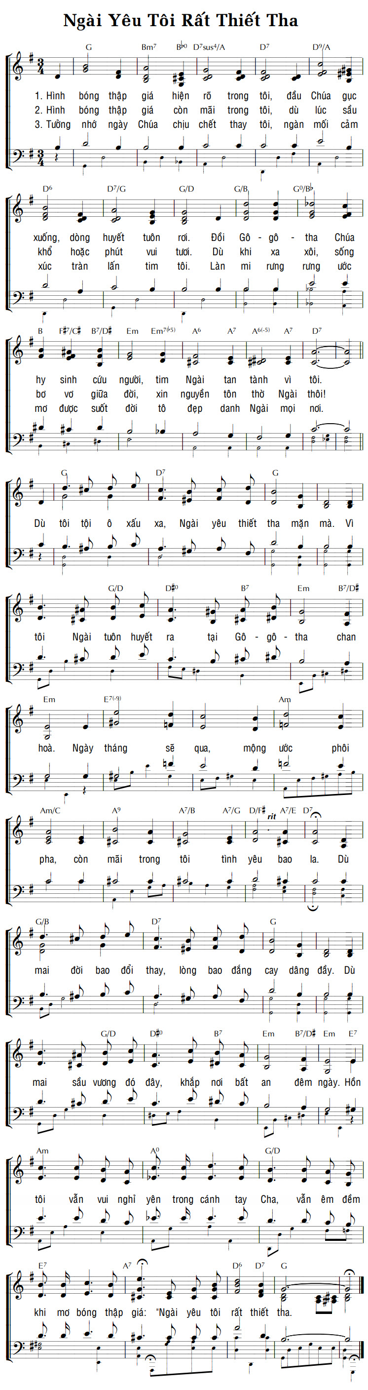 Sheet music: NGÀI YÊU TÔI RẤT THIẾT THA