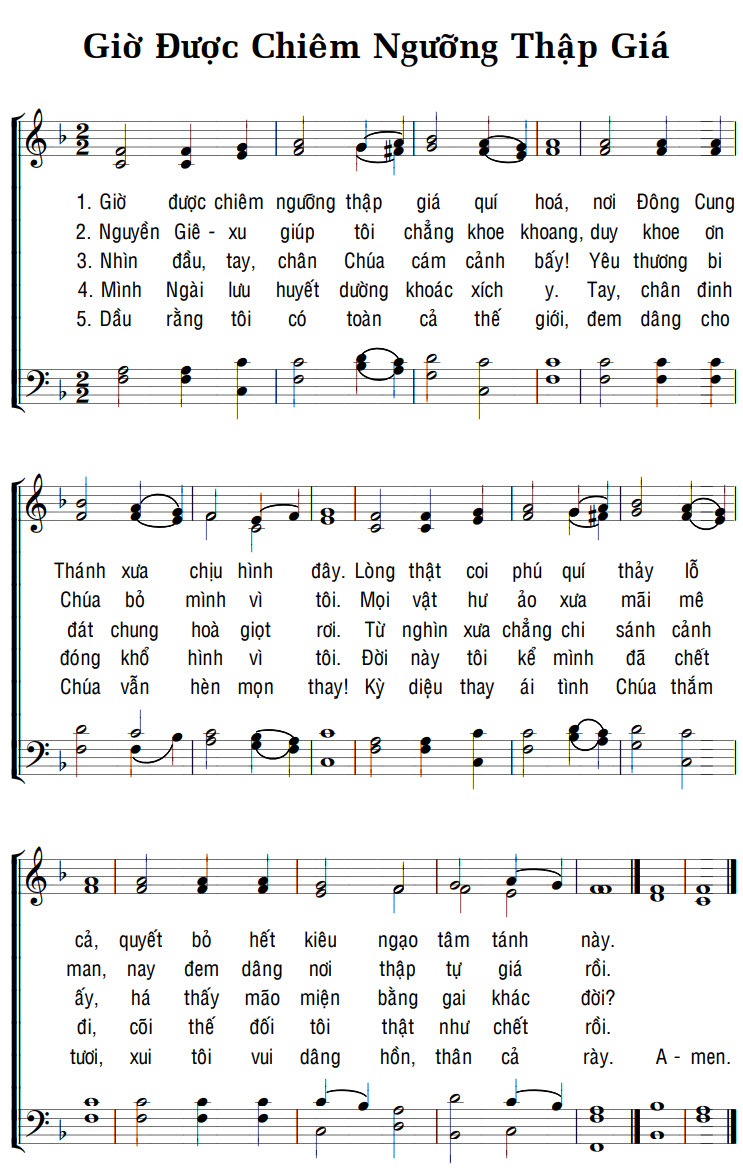Sheet music: GIỜ ĐƯỢC CHIÊM NGƯỠNG THẬP GIÁ