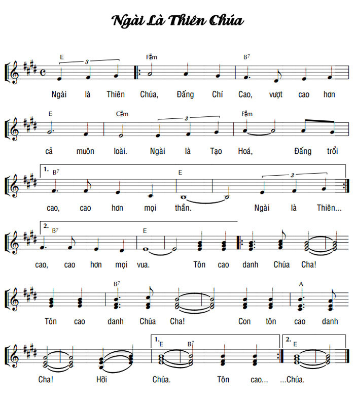 Sheet music: NGÀI LÀ THIÊN CHÚA