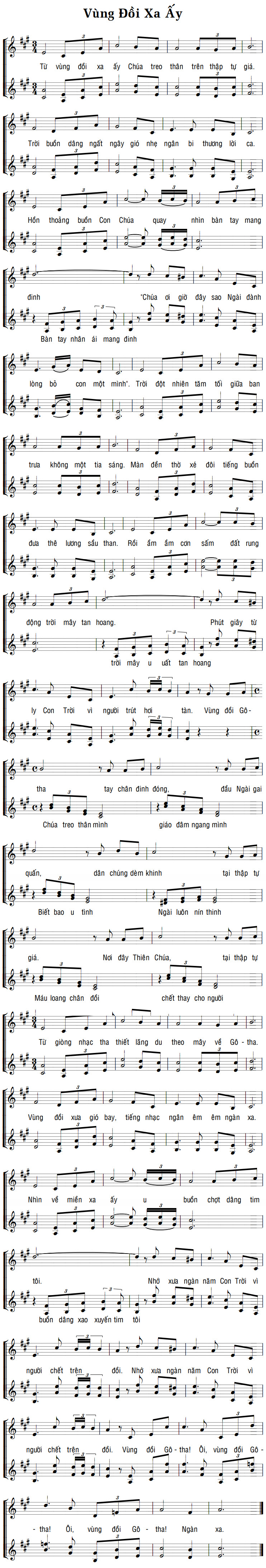 Sheet music: VÙNG ĐỒI XA ẤY