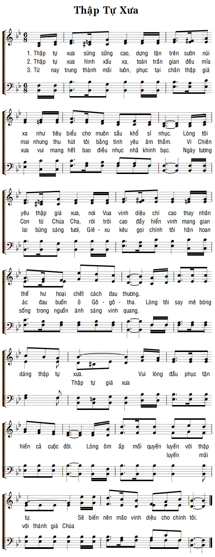 Sheet music: THẬP TỰ XƯA
