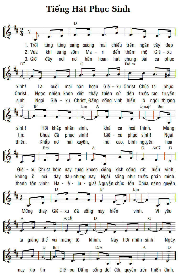 Sheet music: TIẾNG HÁT PHỤC SINH