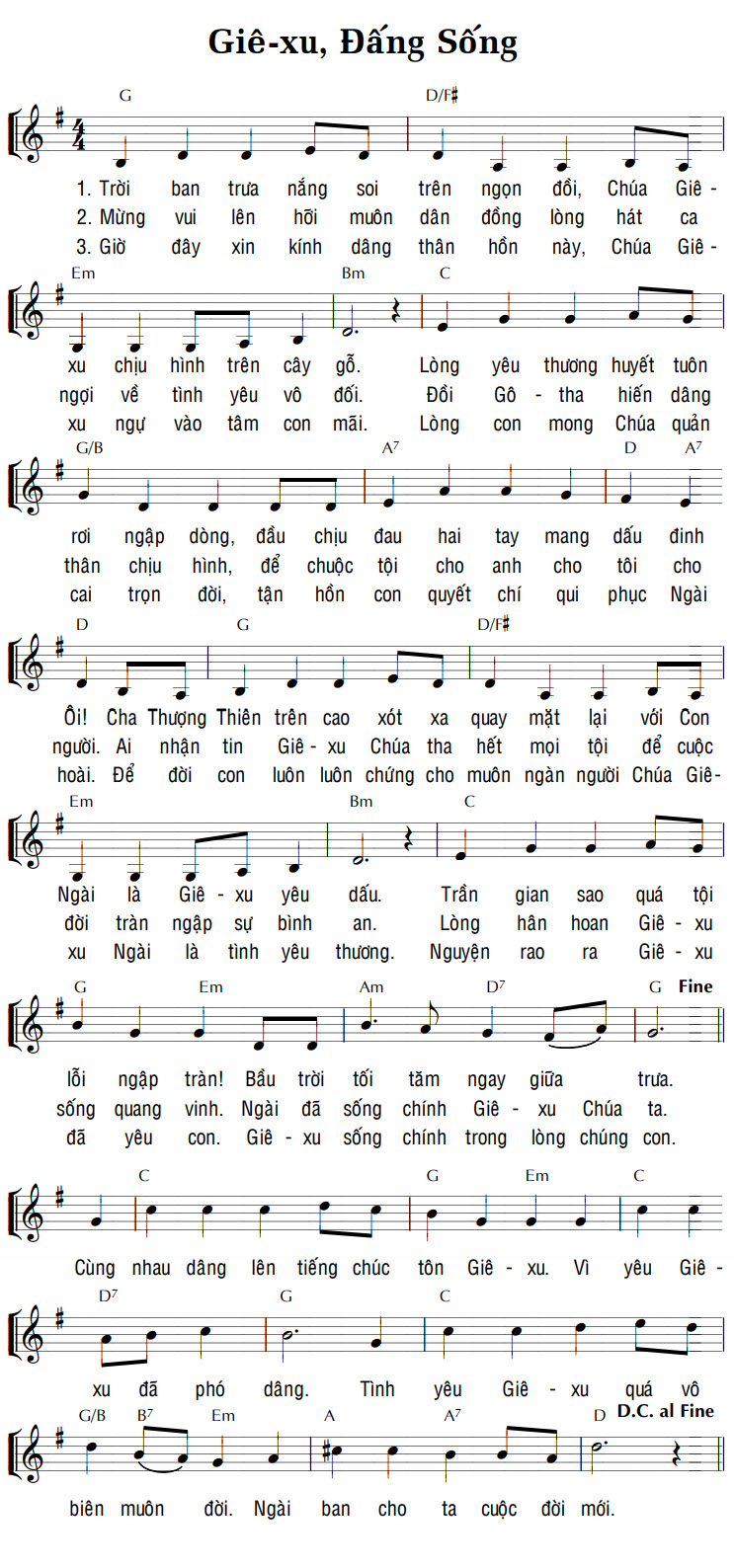 Sheet music: GIÊ-XU, ĐẤNG SỐNG