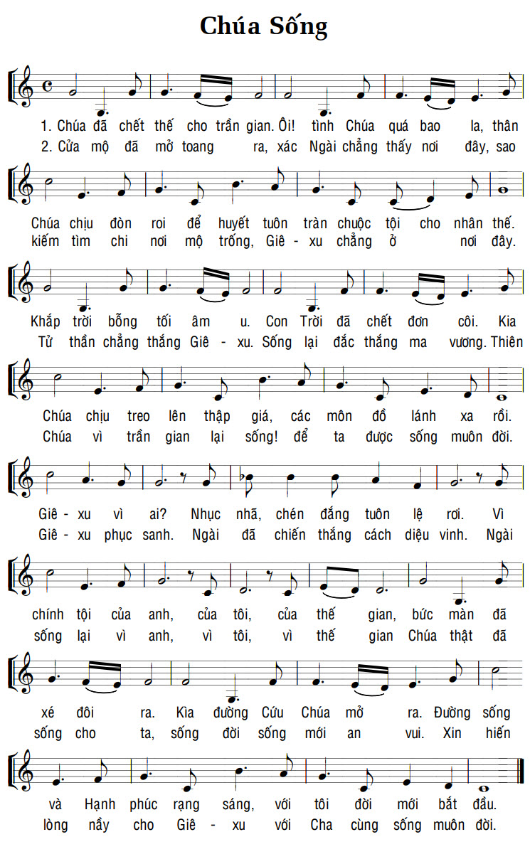 Sheet music: CHÚA SỐNG
