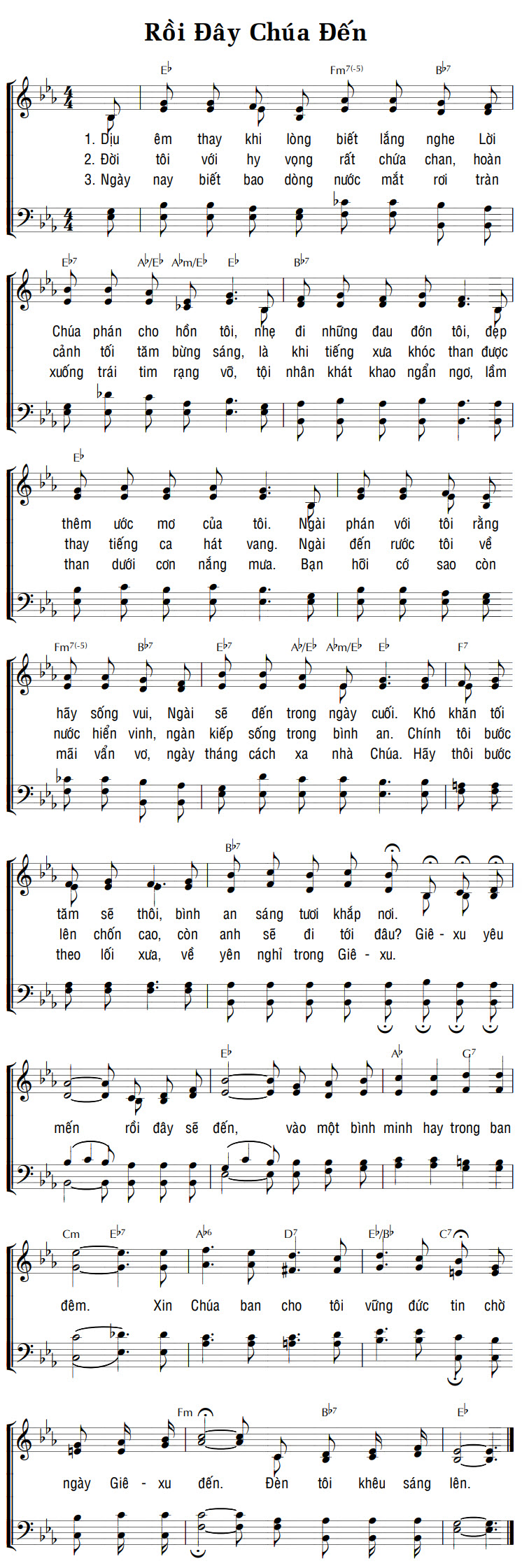 Sheet music: RỒI ĐÂY CHÚA ĐẾN