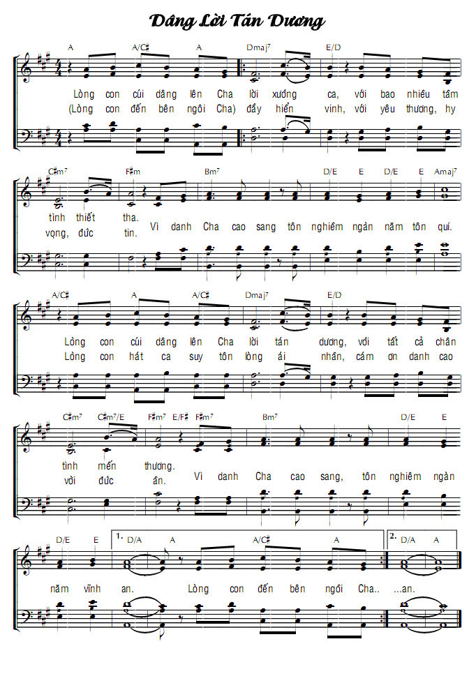 Sheet music: DÂNG LỜI TÁN DƯƠNG