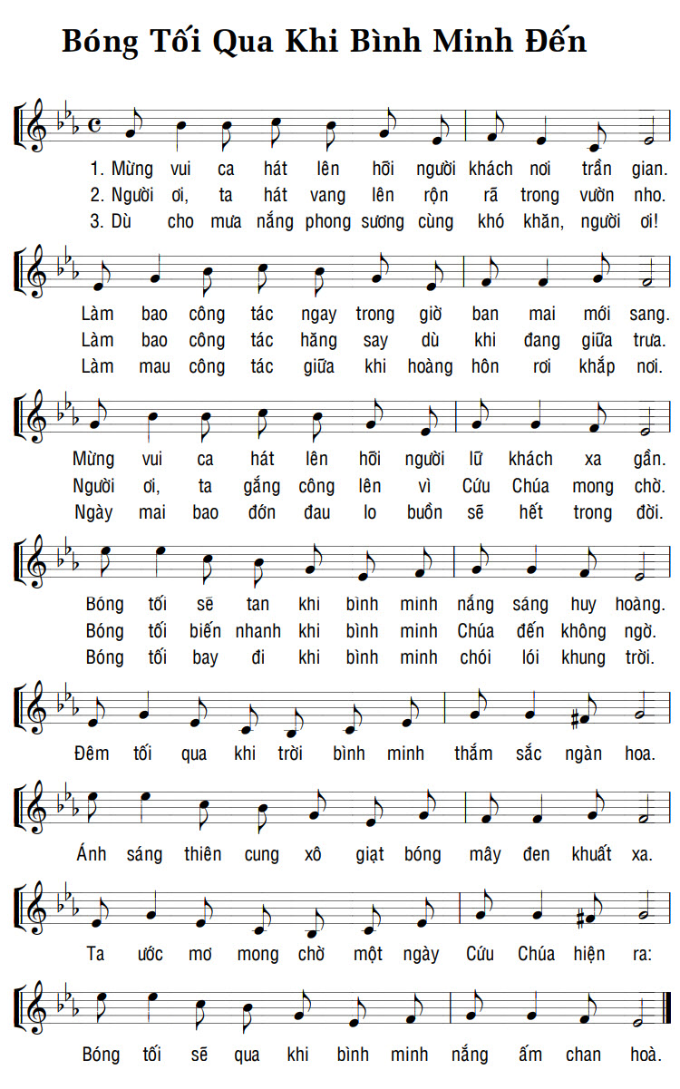 Sheet music: BÓNG TỐI QUA KHI BÌNH MINH ĐẾN