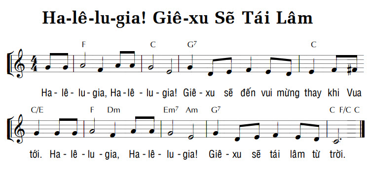 Sheet music: HA-LÊ-LU-GIA! GIÊ-XU SẼ TÁI LÂM